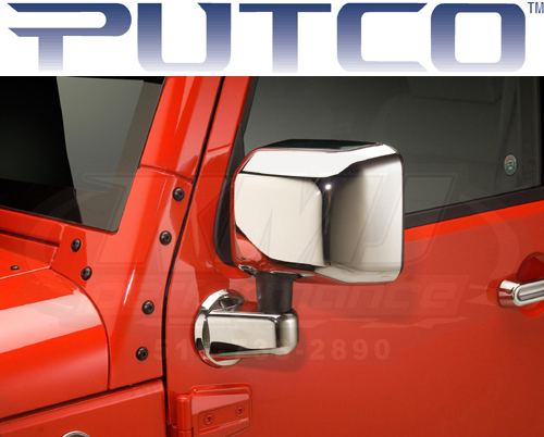 Chrome Mirror Overlay Trim Covers Kit 2007 - 2011 Jeep Wrangler
