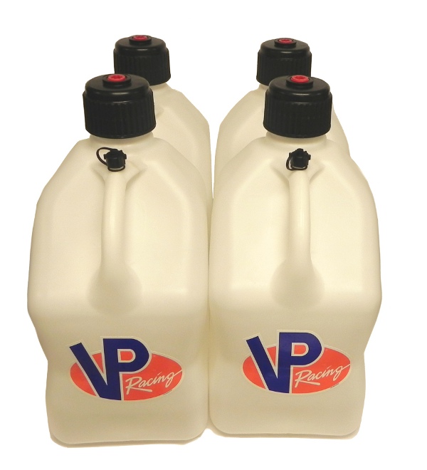 SET OF 4 WHITE 5 GALLON RACE GAS CAN FUEL JUGS CIRCLE TRACK IMCA