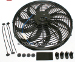 Durable High CFM 12v Electric Curved S Blade 16" Radiator Cooling Fan Black ABS