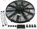 Durable High CFM 12v Electric Straight Blade 16" Radiator Cooling Fan Black ABS