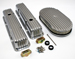 Chevy 307 327 350 400 Finned Retro Polished Aluminum Valve Covers W/ Air Cleaner