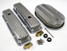  Chevy 305 350 Half Finned Short Polished Aluminum Valve Covers & Air Cleaner Kit