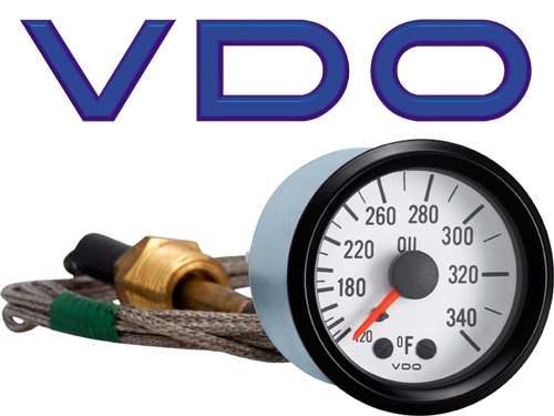 VDO 180-208 Cockpit White Mechanical Oil Temperature Gauge 340F w/ 96" Capillary