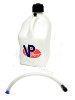 WHITE 5 GALLON RACE GAS CAN FUEL JUG + HOSE CIRCLE TRACK IMCA