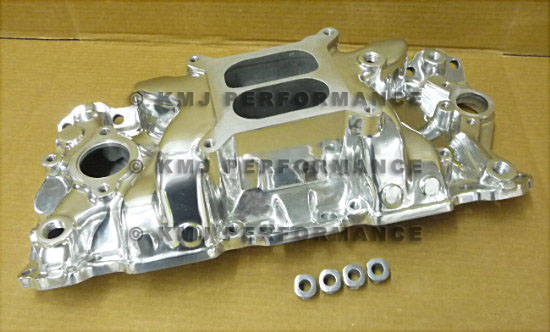 SBC CHEVY Polished Tall Dual Aluminum Intake Manifold