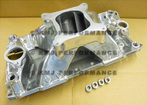 SBC CHEVY Polished High Rise Aluminum Intake Manifold