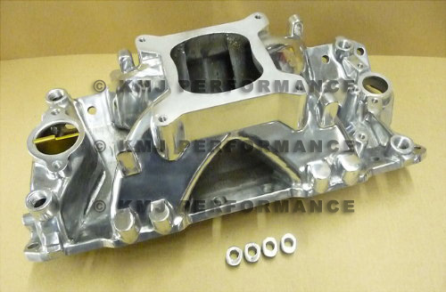 SBC CHEVY Super High Rise Polished Aluminum Intake 400